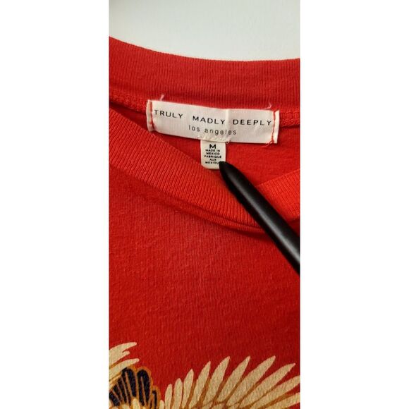 Urban Outfitters Truly Madly Deeply Red Crane Shirt Sz. M Soft Cotton Fall Shirt - Picture 4 of 5